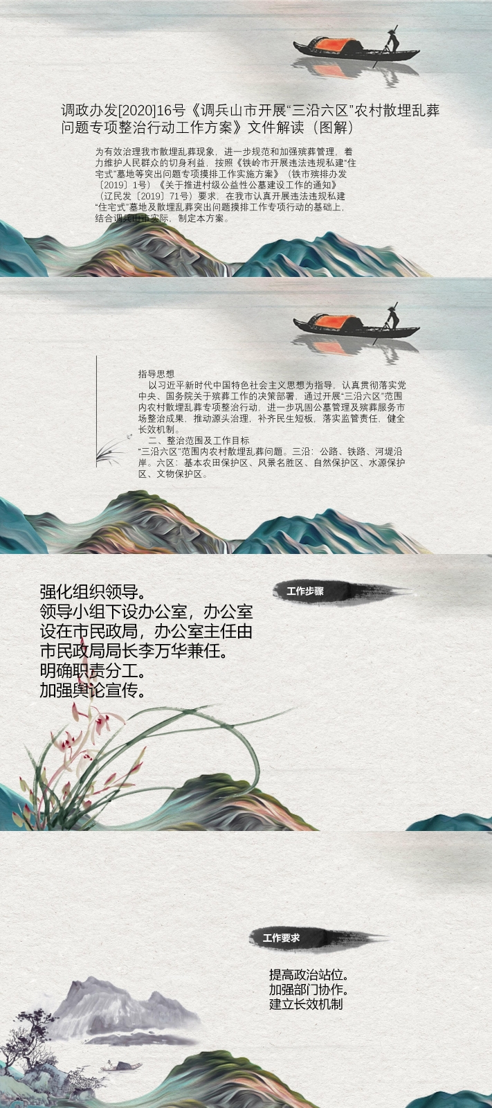 调政办发[2020]16号《调兵山市开展“三沿六区”农村散埋乱葬问题专项整治行动工作方案》文件解读（图解）